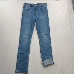 Current/Elliott Jeans Straight Leg Snap Hem Selvedge Detail Blue Women 27